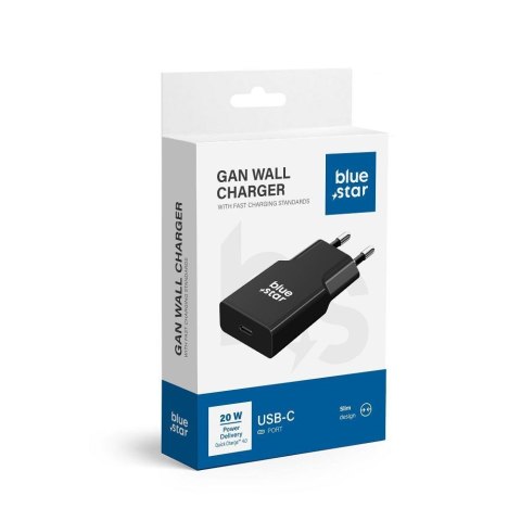 Ładowarka sieciowa do telefonu Blue Star Slim GaN USB QC4.0 PD 3A 20W TFK-SC-20WPD czarna