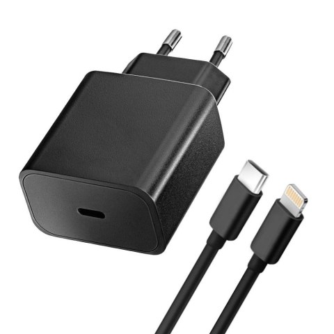 Ładowarka sieciowa do telefonu Blue Star USB C QC4.0 PD 3A 20W + kabel USB C do Lightning TFB-TC-20WPD czarna