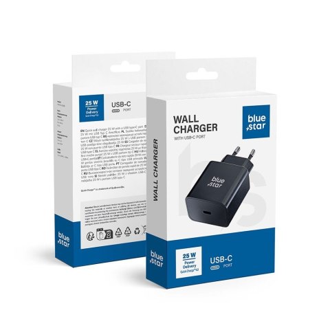 Ładowarka sieciowa do telefonu Blue Star USB C QC4.0 PD 3A 25W TFB-TC-25WPD czarna