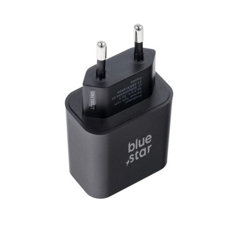 Ładowarka sieciowa do telefonu Blue Star USB C QC4.0 PD 3A 25W + kabel USB C do USB C TFB-TC-25WPD czarna