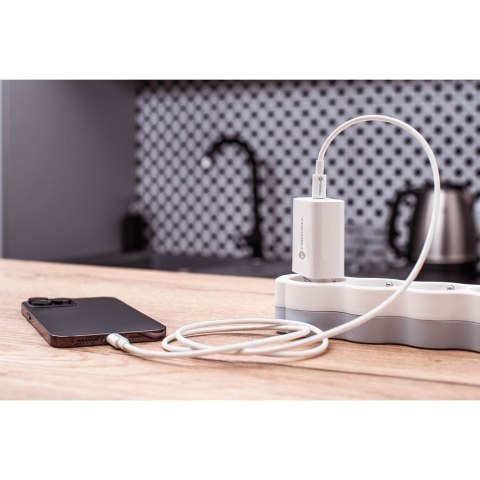 Ładowarka sieciowa do telefonu Forcell F-Energy USB C QC4.0 PD 3A 20W + kabel USB C do Lightning TFK-TC-20WPD biała
