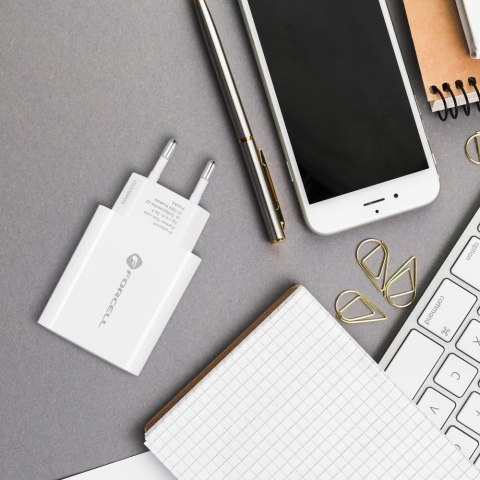 Ładowarka sieciowa do telefonu Forcell F-Energy USB C QC4.0 PD 3A 25W TFK-TC-25WPD biała
