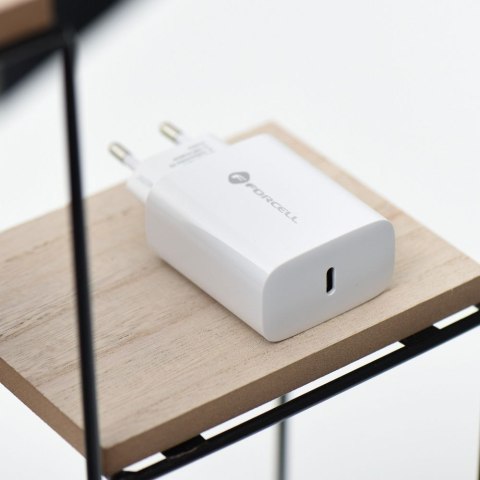 Ładowarka sieciowa do telefonu Forcell F-Energy USB C QC4.0 PD 3A 25W + kabel USB C do USB C TFK-TC-25WPD biała