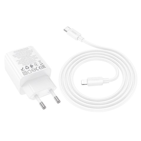 Ładowarka sieciowa do telefonu Hoco 2 x USB C + 2 x USB A QC3.0 PD 3A 30W + kabel USB C do Lightning N56 biała