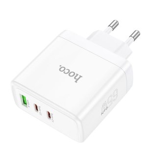 Ładowarka sieciowa do telefonu Hoco 2 x USB C + USB A GaN QC PD 65W N30 biała