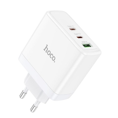 Ładowarka sieciowa do telefonu Hoco 2 x USB C + USB A GaN QC PD 65W N30 biała