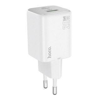 Ładowarka sieciowa do telefonu Hoco USB A + USB C QC3.0 PD 3A 20W N41 biała