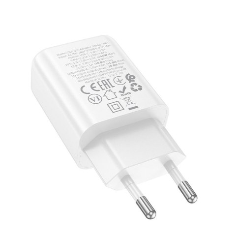 Ładowarka sieciowa do telefonu Hoco USB A + USB C QC3.0 PD 3A 20W N61 biała