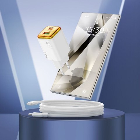 Ładowarka sieciowa do telefonu Hoco USB A + USB C QC3.0 PD 3A 20W + kabel USB C do USB C N52 biała
