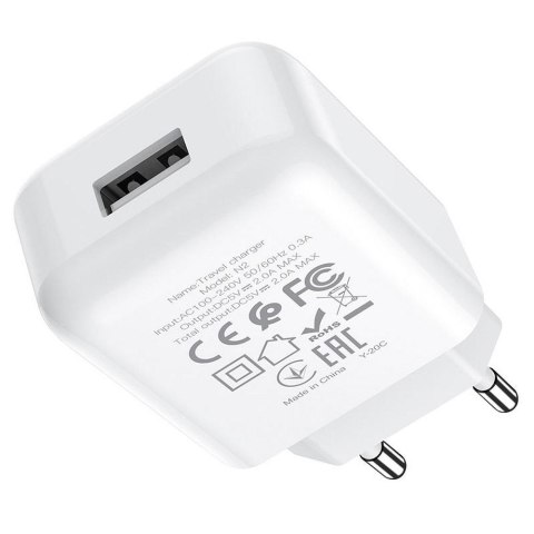 Ładowarka sieciowa do telefonu Hoco USB A 2A 10W N2 biała