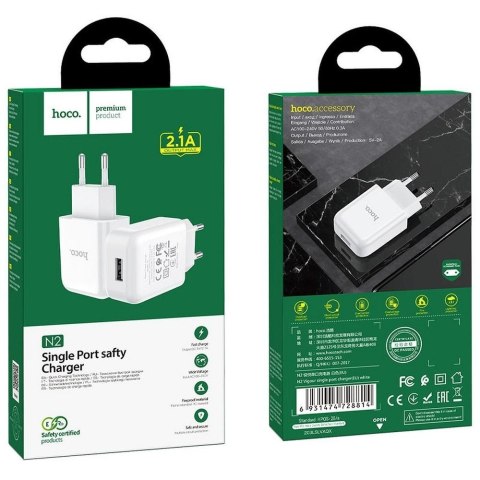 Ładowarka sieciowa do telefonu Hoco USB A 2A 10W N2 biała
