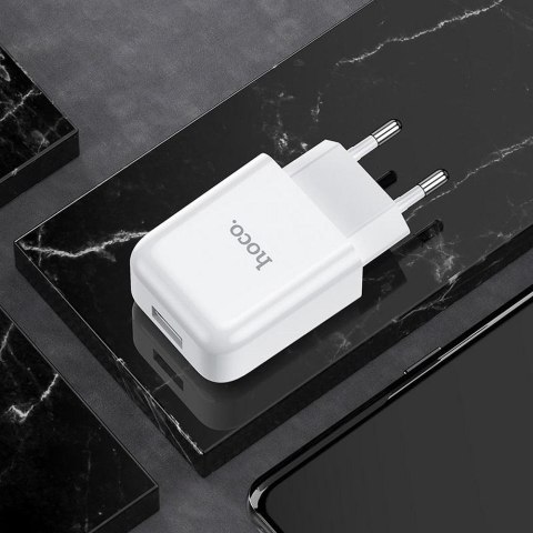 Ładowarka sieciowa do telefonu Hoco USB A 2A 10W + kabel USB A do Lightning N2 biała