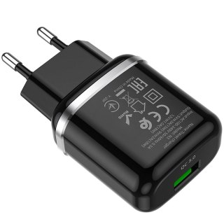 Ładowarka sieciowa do telefonu Hoco USB A QC3.0 3A 18W N3 czarna