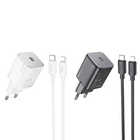 Ładowarka sieciowa do telefonu Hoco USB C QC PD 20W + kabel USB C do Lightning N40 czarna