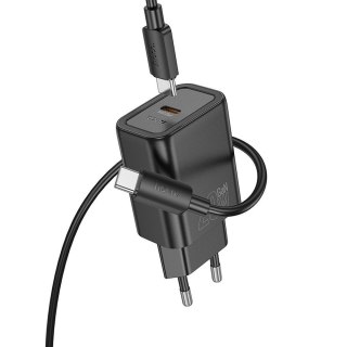 Ładowarka sieciowa do telefonu Hoco USB C QC PD 20W + kabel USB C do USB C N60 czarna