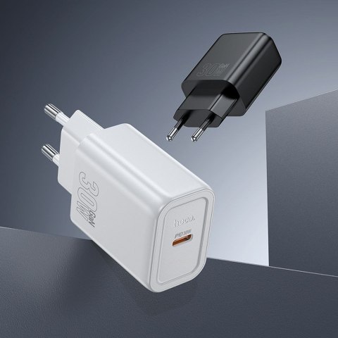 Ładowarka sieciowa do telefonu Hoco USB C QC PD 30W + kabel USB C do Lightning N62 biała