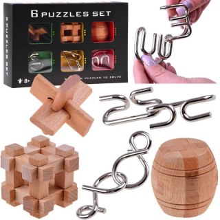 Łamigłówki logiczne metalowe drewniane Układanka puzzle ZA4441