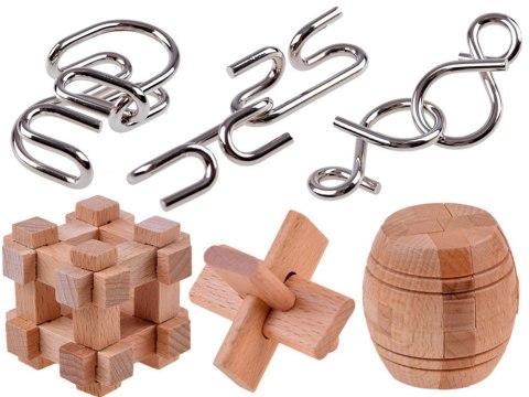 Łamigłówki logiczne metalowe drewniane Układanka puzzle ZA4441