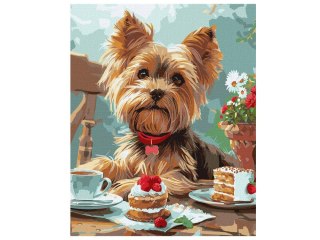 Malowanie po numerach 40x50 cm KHO6629 Podwieczorek z yorkiem AP0114