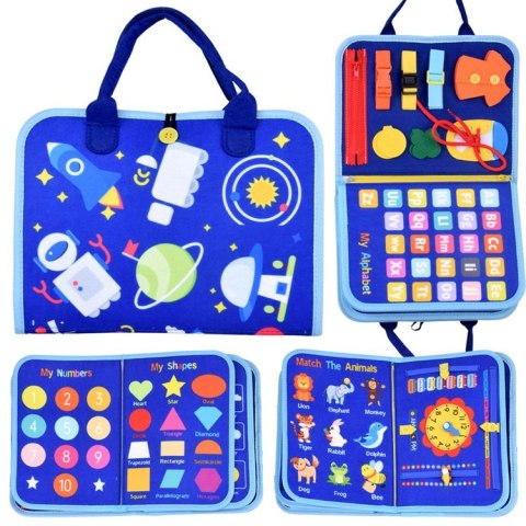 Materiałowa książeczka manipulacyjna edukacyjna + tablica markery ZA6024