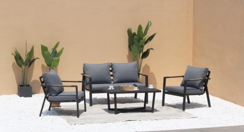 Zestaw mebli ogrodowych Industrial Frame 4w1 aluminium Sofa + 2 Fotele + Stolik