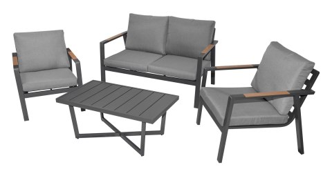 Zestaw mebli ogrodowych Industrial Frame 4w1 aluminium Sofa + 2 Fotele + Stolik