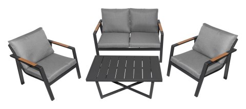 Zestaw mebli ogrodowych Industrial Frame 4w1 aluminium Sofa + 2 Fotele + Stolik