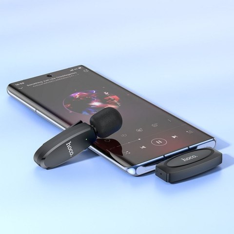 Mikrofon krawatowy bezprzewodowy USB C Hoco L15 czarny