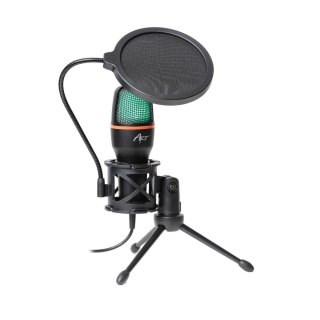 Mikrofon pojemnościowy Art z membraną stojący podświetlany tripod AC-02 czarny