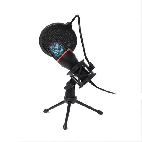 Mikrofon pojemnościowy Art z membraną stojący podświetlany tripod AC-02 czarny