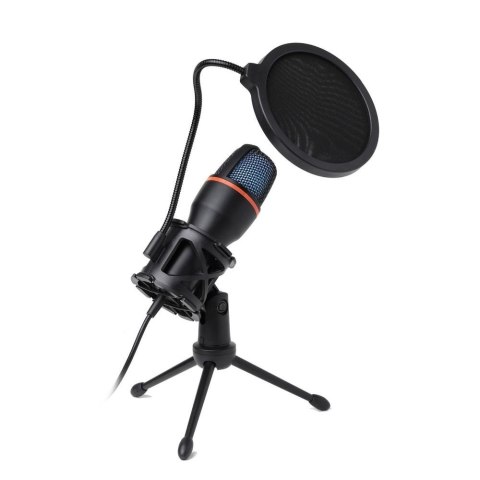 Mikrofon pojemnościowy Art z membraną stojący podświetlany tripod AC-02 czarny