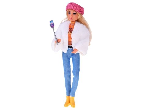 Modna lalka influencerka Anlily zimowy outfit futerko akcesoria ZA5701