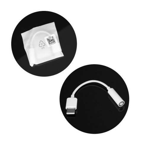 Oryginalny Adapter Huawei AUX Typ C (męski) do Jack 3,5 mm (żeński) CM20 biały bulk