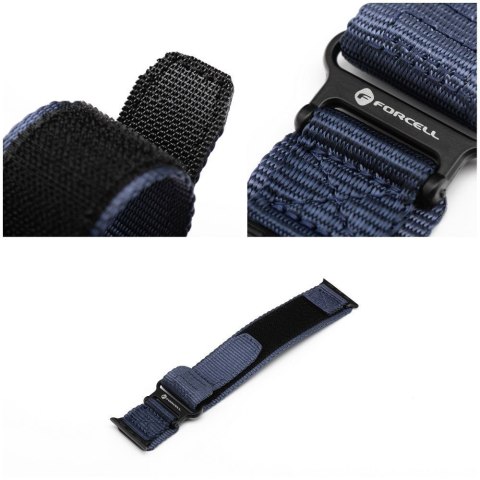 Pasek do Apple Watch Forcell F-Design FA05 rzep nylon 42 / 44 / 45 / 49 mm niebieski