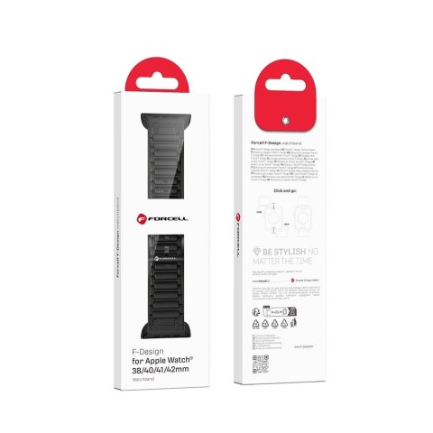 Pasek do Apple Watch Forcell F-Design FA06 dziurki silikon 38 / 40 / 41 mm czarny