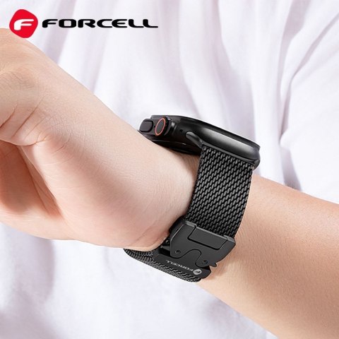 Pasek do Apple Watch Forcell F-Design FA11 zatrzask stal 38 / 40 / 41 mm czarny