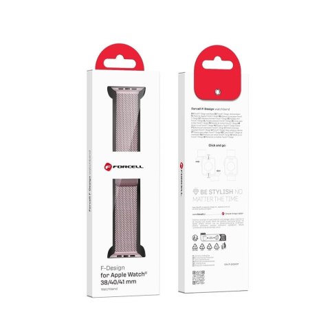 Pasek do Apple Watch Forcell F-Design FA14 magnetyczny stal 38 / 40 / 41 mm różowy