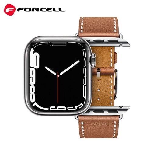 Pasek do Apple Watch Forcell F-Design FA20 dziurki skóra ekologiczna 42 / 44 / 45 / 49 mm brązowy