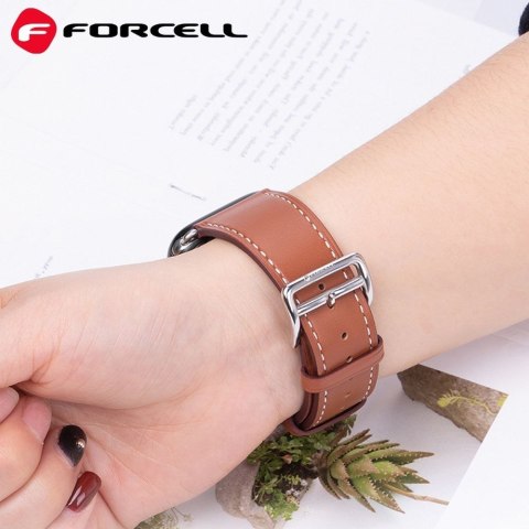 Pasek do Apple Watch Forcell F-Design FA20 dziurki skóra ekologiczna 42 / 44 / 45 / 49 mm brązowy