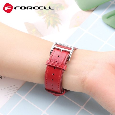 Pasek do Apple Watch Forcell F-Design FA20 dziurki skóra ekologiczna 42 / 44 / 45 / 49 mm czerwony